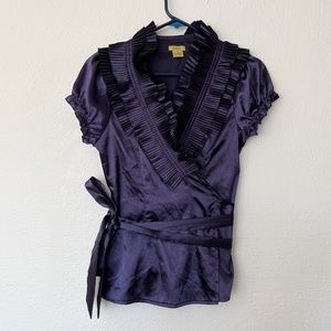 Daisy Aubergine Wrap Top